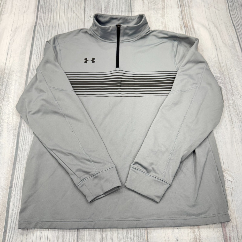 Under Armour Qualifier Novelty Zip Pullover L Gray UA All Season Gear Golf Mens